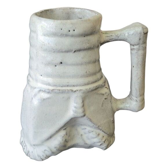 Handmade American Stoneware Muh Pottery White Folkart Primitive Stoneware - Picture 1 of 3